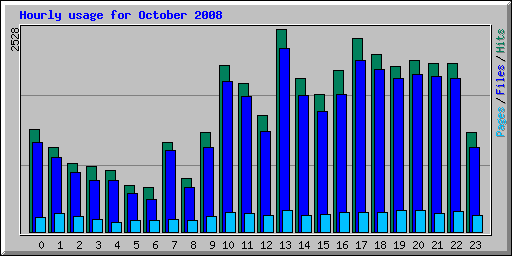 Hourly usage for October 2008